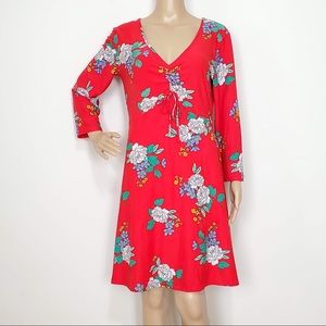 Bobbie Brooks red floral knee length dress